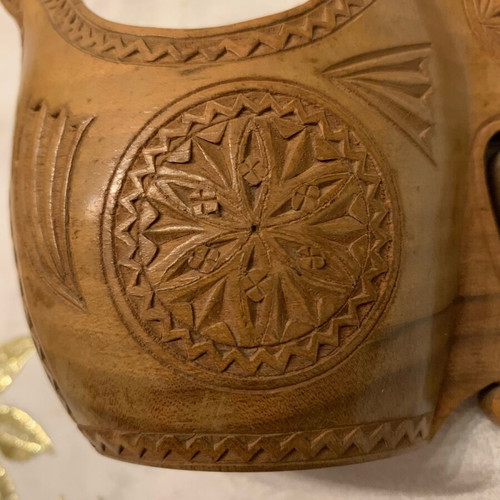 Wooden handmade wedding cup like new, Yugoslavia