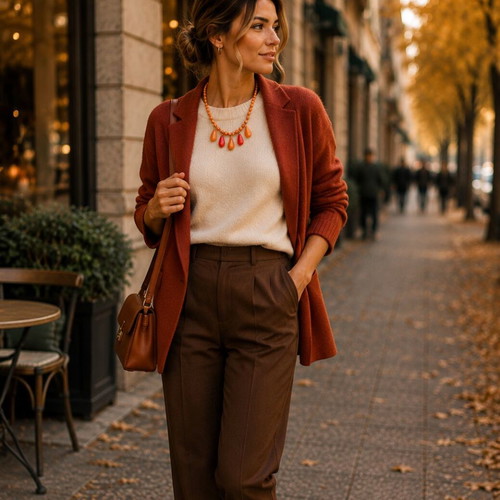 Handmade necklace with warm autumn shades, Cela Handmade Jewelry