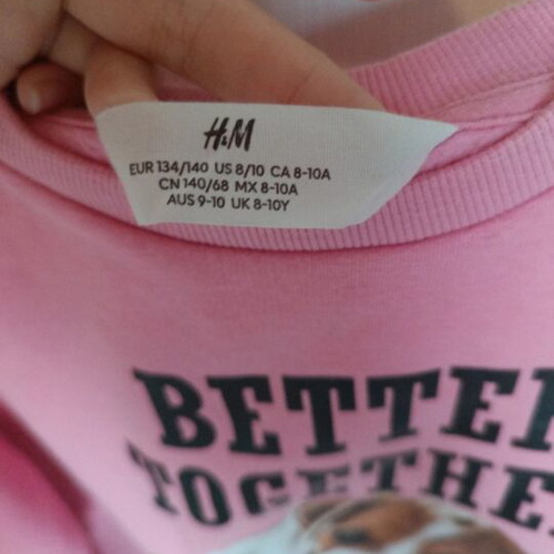 H&M Girls' Pink Sweatshirt like new, size 140 cm, 8-10 years