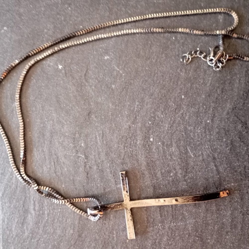 Necklace with large cross like new, decorated with stones