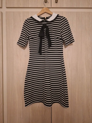 Joanie dress with collar and bow new, size M, black and white
