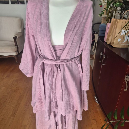 Rien set skirt kimono new, pink and purple organic cotton gauze
