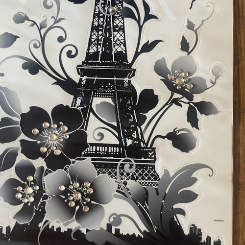 Eiffel Tower wall sticker like new, missing 3 stickers