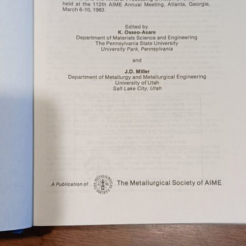 Hydrometallurgy: Research, Development and Plant Practice like new