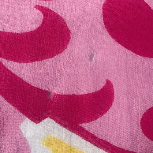 Vintage pareo used, pink and yellow cotton
