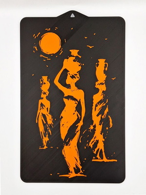 Silhouettes with Amphorae 3D Printed Relief Frame, New