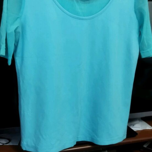 Genesis summer blouse used, turquoise with transparency, size M