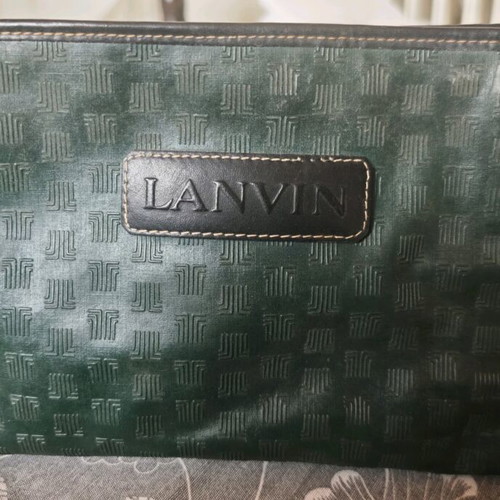 Lanvin vintage clutch used green handheld from 1985
