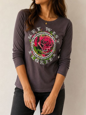 Gildan New York Spring Gray Women's Long-Sleeve Shirt like new, Small