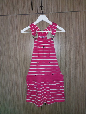 Striped summer salopette like new, white and pink, size M