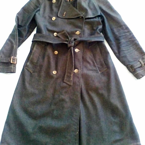 KENTE denim trench coat long, like new, size L-XL, copper-blue color