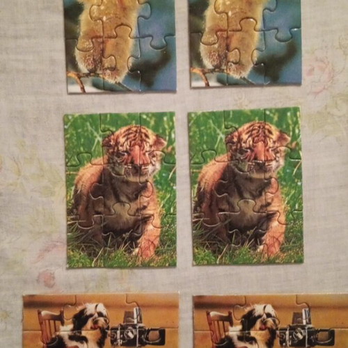 Mini children's puzzles like new, 6 pieces with animals in 3 designs
