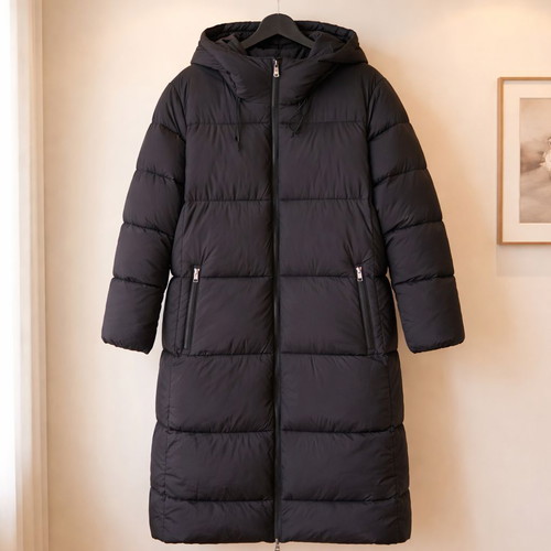 Women's long black jacket new, size large