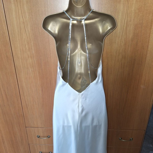 Zara Ivory Satin Diamanté Dress Size Medium New With Tags