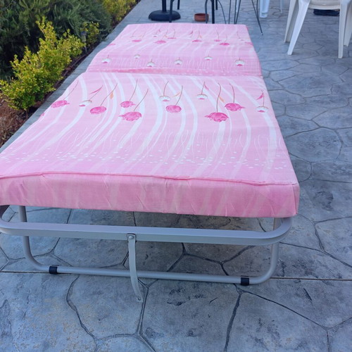 Folding bed frame 1.98x0.80m with wooden anatomical slats