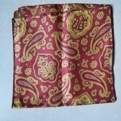 Silk pocket square used, red