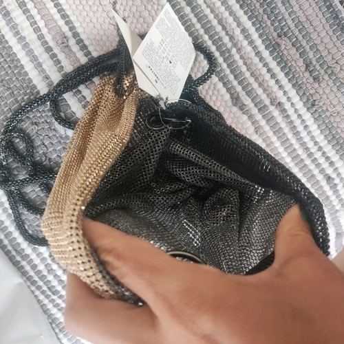 Vintage Zara crossbody bag metallic black with gold chain new