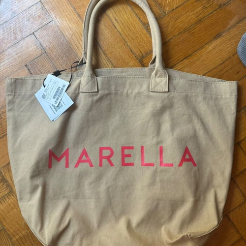 Marella large tote bag new, beige and red shoulder style