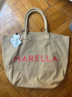 Marella large tote bag new, beige and red shoulder style