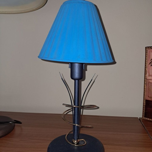 Table lamp postmodern design with metal and glass, like new