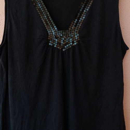 Apostrophe Stretch plus size black tank top XL new with sequins