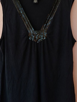 Apostrophe Stretch plus size black tank top XL new with sequins