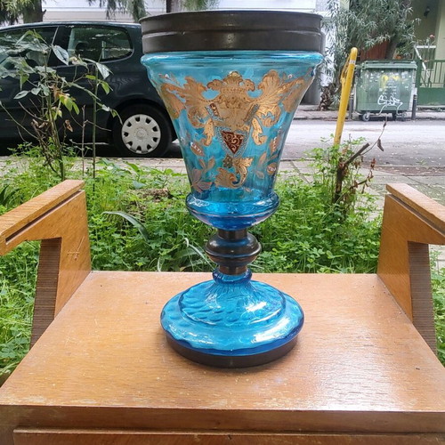 Tsarist candlestick with crystal and 24K gold like new