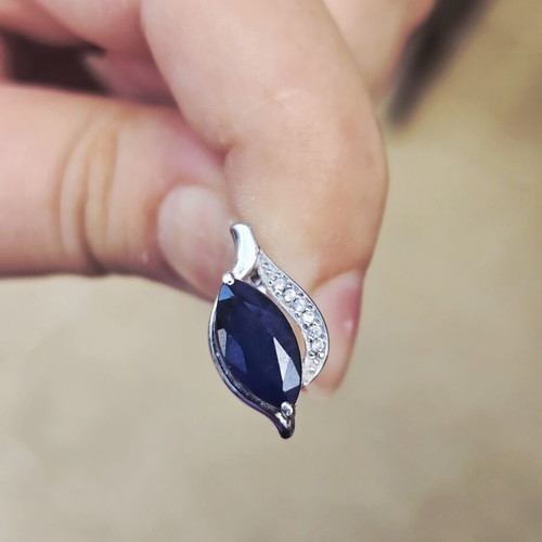 Silver earrings with sapphires and diamonds like new, English clasp