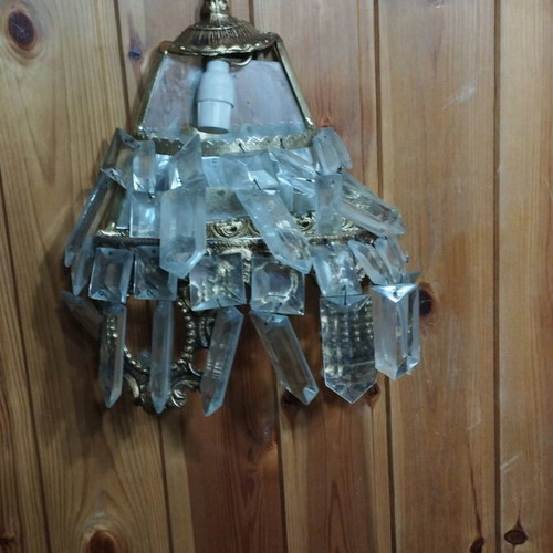 Brass wall lights used, set of 2 with glass, vintage