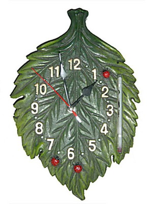 Leaf Clock-Thermometer new, wall-mounted, analog