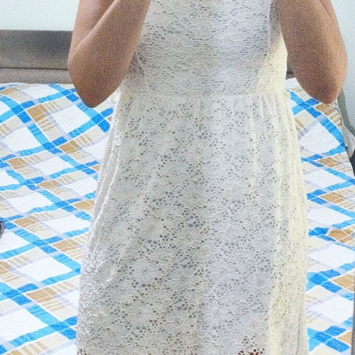 White lace mini dress like new, sizes S-M, Made In Italy