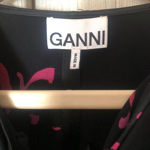 Ganni bow-tie viscose dress size 38 like new, black