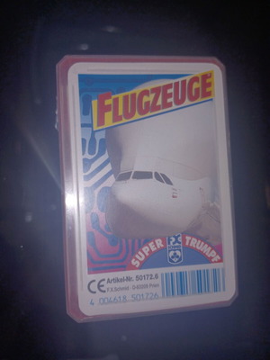 Super Trumpf card game like new with airplane theme by F.X. Schmid
