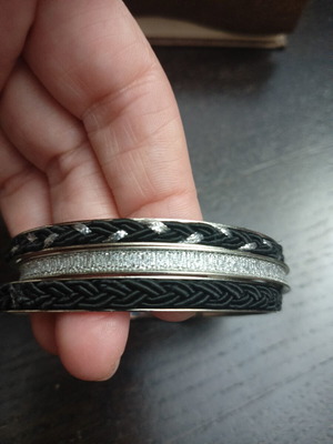 Bracelets set of 3 stainless steel silver and black like new