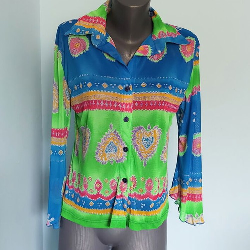 Riders mesh stretch women's shirt, multicolor, sizes L to XXL