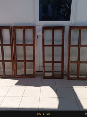 Wooden windows used, set of 4, vintage style