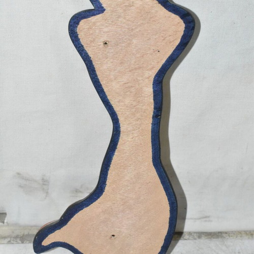 Handmade ceramic mermaid wall decoration used, wooden base 22.5x12 cm