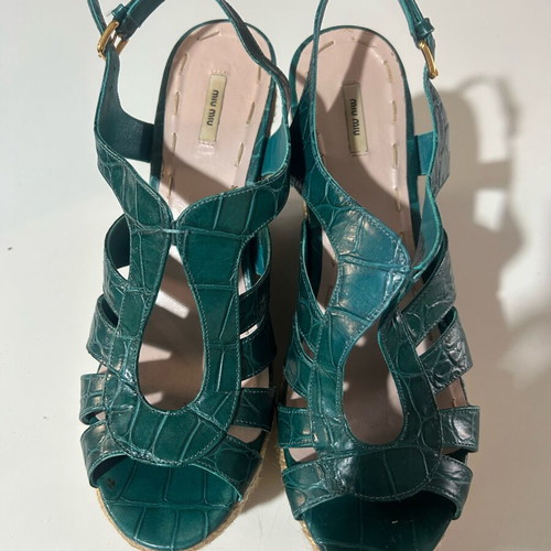 Miu Miu platform sandals like new, size 38.5, green turquoise