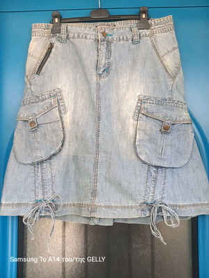 Denim skirt used, summer style with pockets