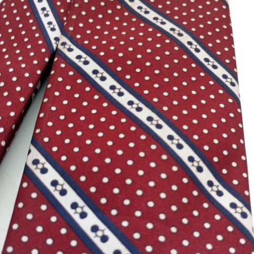 Vintage silk tie La Cravate au Bon Ton Athènes like new, burgundy polka dot stripes