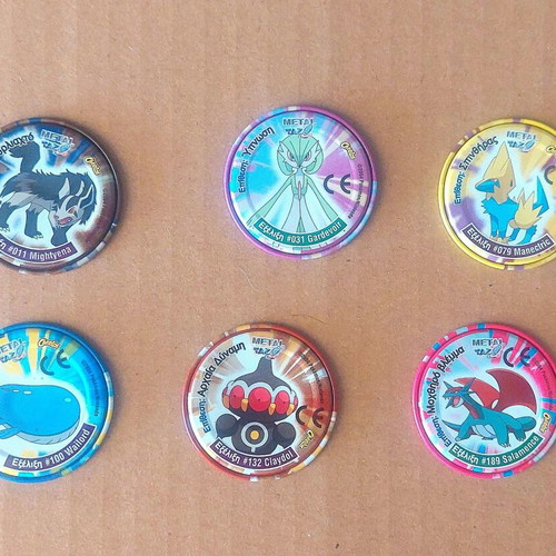 Pokemon Advanced Metal Tazos set of 6, vintage