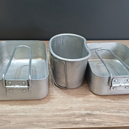 English army canteens used, set of 3, aluminum 1945