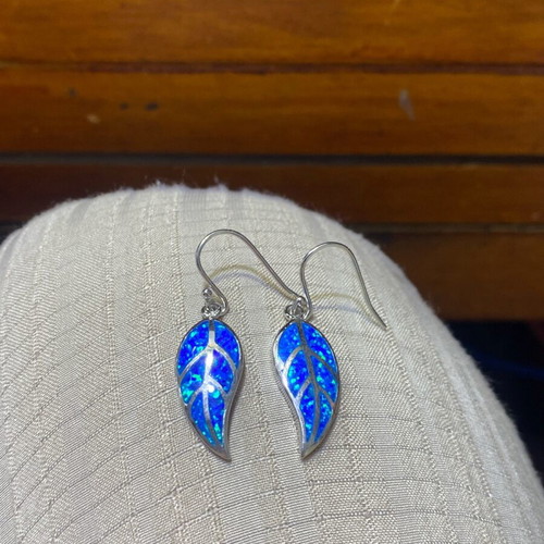 Silver leaf earrings 925 with opalite new