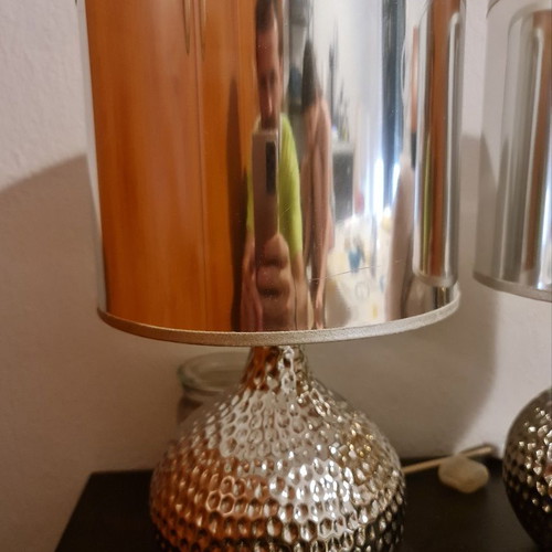 Ceramic Table Lamps Fan Europe i-pulsar E14, like new, set of 2 silver