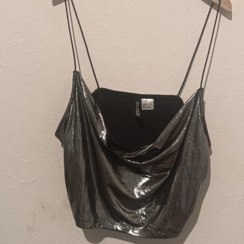 H&M silver metallic elastic crop top S