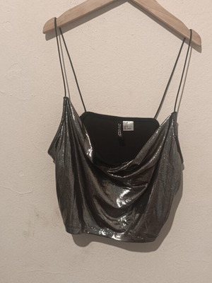 H&M silver metallic elastic crop top S
