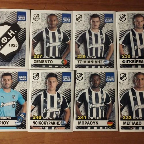 OFI Super League 19/20 stickers like new, set of 8