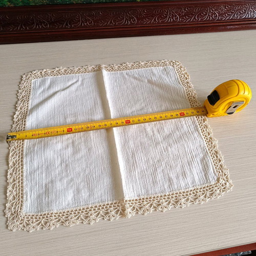 Handmade table runner 35x31cm with organza and lace, 1980s, like new