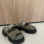 Ugg Australia platform sandals, khaki green and black, size 38.5