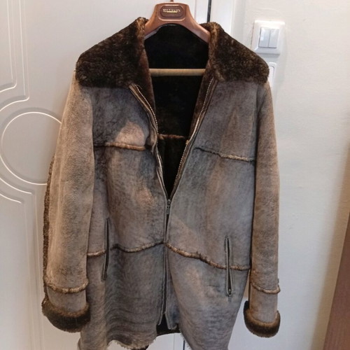 Koc leather men's mouton coat brown new, size 52-54